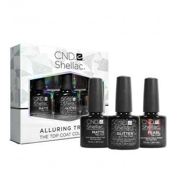 Set lacuri top coat semipermanent CND Alluring Trilogy  3 x 7.3ml