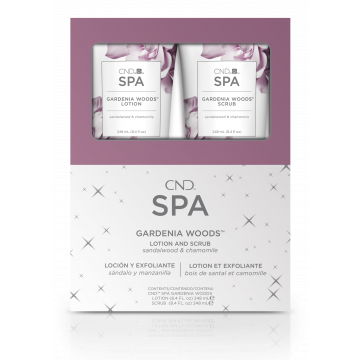 Set Lotiune & Scrub CND SPA Gardenia Woods Duo Pack pentru maini si picioare 2 x 248ml